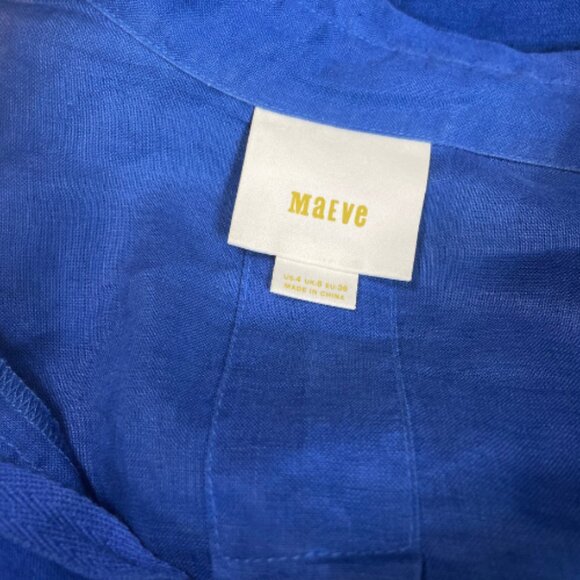 Maeve by Anthropologie 100% Linen Lace-Up Shift Dress - Size 4 - Blue - GUC - Picture 5 of 7